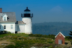 Weathered Pumpkin Island Light Tower on a Hazy Morning